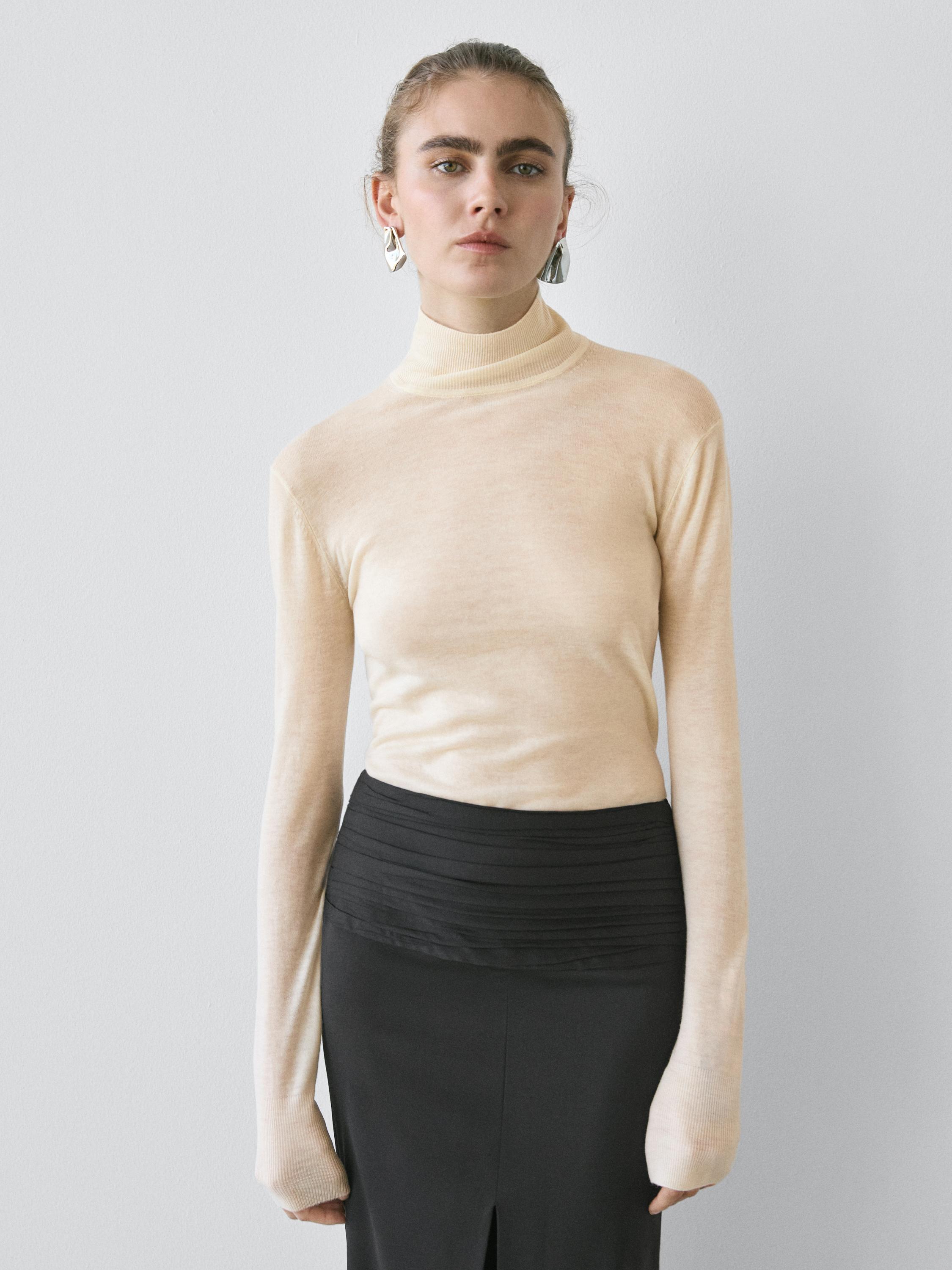 Wool mock turtleneck knit sweater - STUDIO